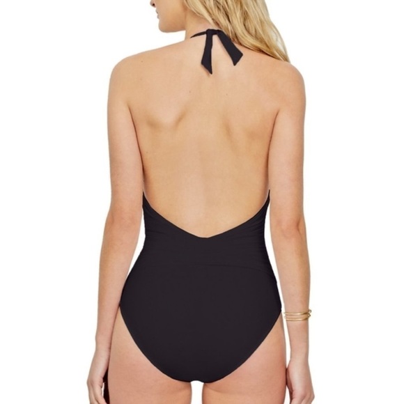 Gottex Grace Kelly Black High Neck Halter Swimsuit size 10 NEW - Picture 2 of 7